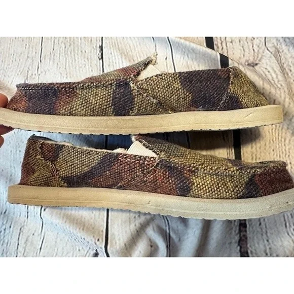 Sanuk Donna Camo Chill Slip On Loafers Faux Fur Lined Earthy Multi Color - Picture 5 of 14